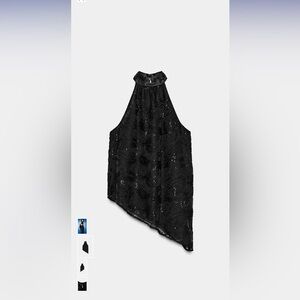 Zara asymmetric sequin top S